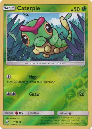 Sun & Moon Caterpie #1/149 reverse holo